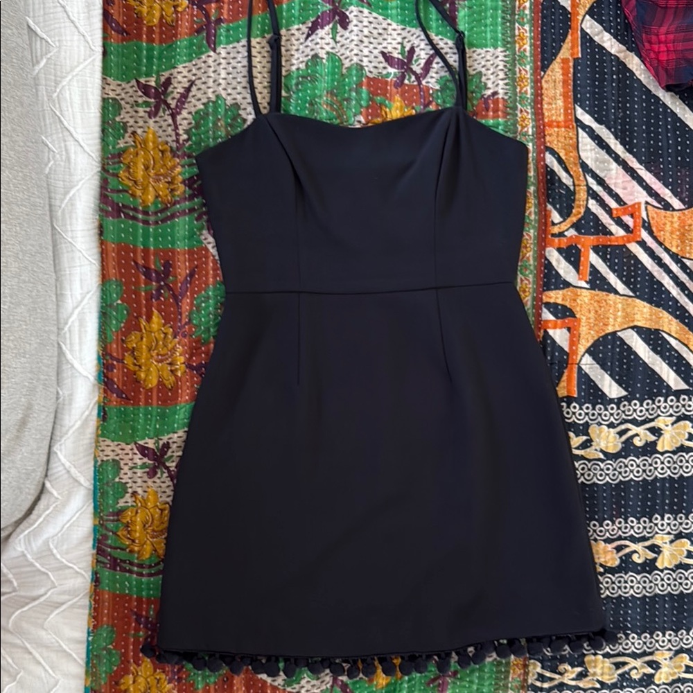 French Connection mini dress Elegant Black Pom Poms